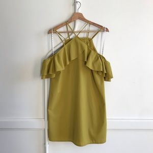 Misguided Chartreuse Ruffle Shift Dress